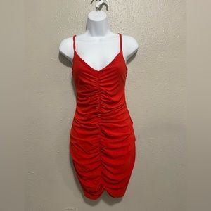 Red rugged bodycon dress